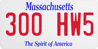 MA license plate 300HW5