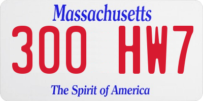 MA license plate 300HW7