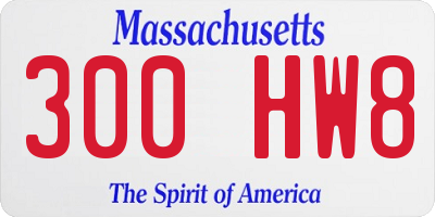 MA license plate 300HW8