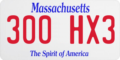 MA license plate 300HX3