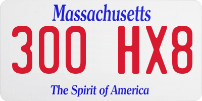 MA license plate 300HX8