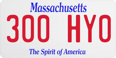 MA license plate 300HY0
