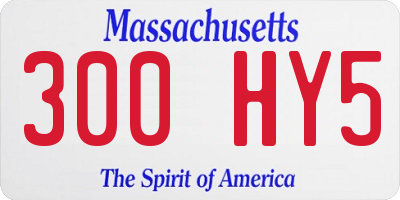 MA license plate 300HY5