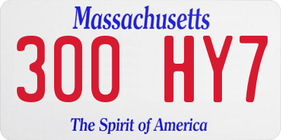 MA license plate 300HY7