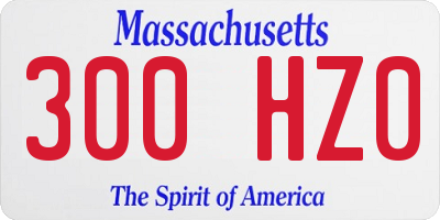 MA license plate 300HZ0