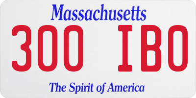 MA license plate 300IB0