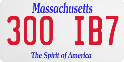 MA license plate 300IB7