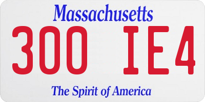 MA license plate 300IE4