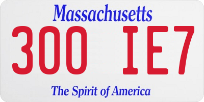 MA license plate 300IE7