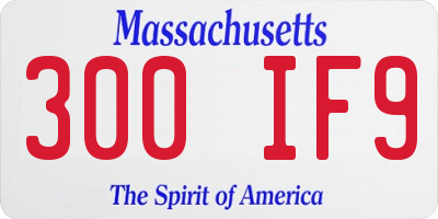 MA license plate 300IF9