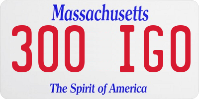 MA license plate 300IG0