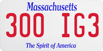MA license plate 300IG3