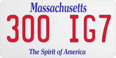 MA license plate 300IG7
