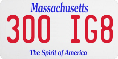 MA license plate 300IG8