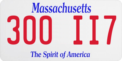MA license plate 300II7