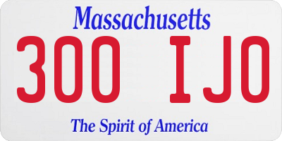 MA license plate 300IJ0