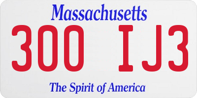 MA license plate 300IJ3