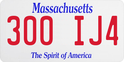 MA license plate 300IJ4