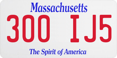MA license plate 300IJ5