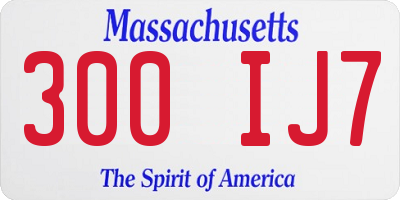 MA license plate 300IJ7