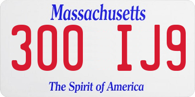 MA license plate 300IJ9