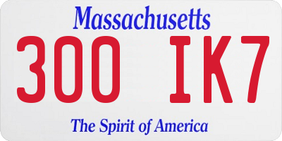MA license plate 300IK7
