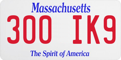 MA license plate 300IK9