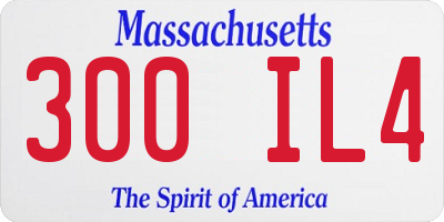 MA license plate 300IL4