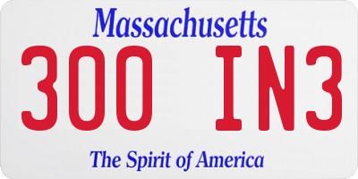 MA license plate 300IN3