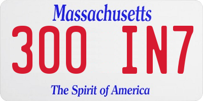 MA license plate 300IN7