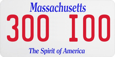 MA license plate 300IO0