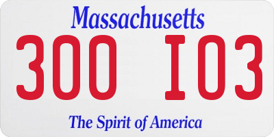 MA license plate 300IO3