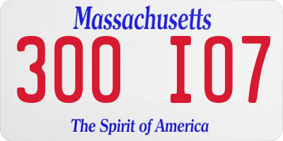 MA license plate 300IO7