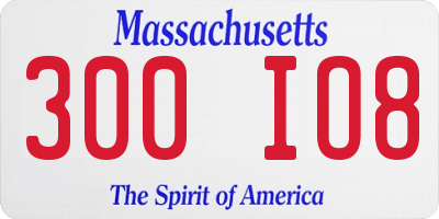 MA license plate 300IO8