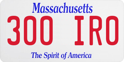 MA license plate 300IR0