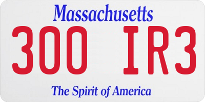 MA license plate 300IR3