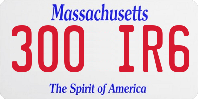 MA license plate 300IR6