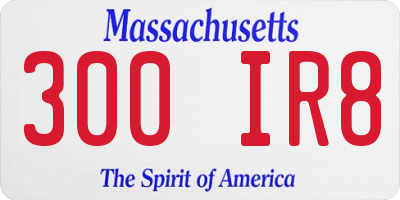 MA license plate 300IR8