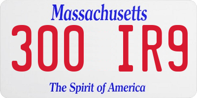 MA license plate 300IR9