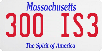 MA license plate 300IS3