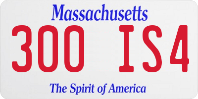 MA license plate 300IS4