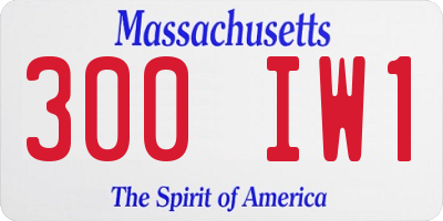MA license plate 300IW1
