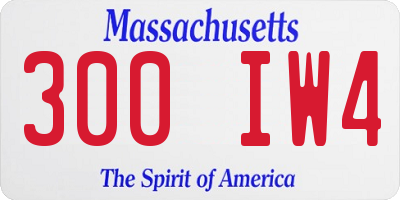 MA license plate 300IW4