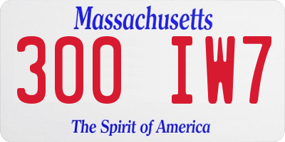 MA license plate 300IW7