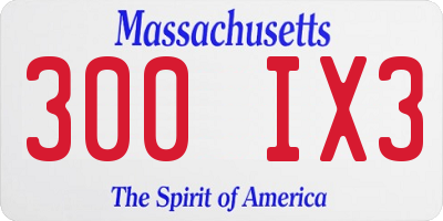 MA license plate 300IX3