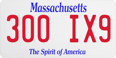 MA license plate 300IX9