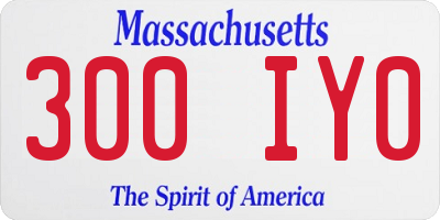 MA license plate 300IY0