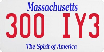 MA license plate 300IY3