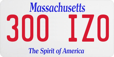 MA license plate 300IZ0