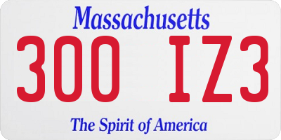 MA license plate 300IZ3